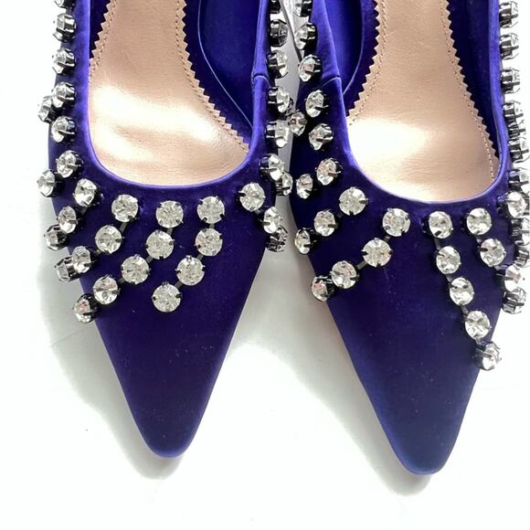 Zara Satin Embellished Rhinestone Fringe Heeled Mules Size 6.5 - Picture 5 of 9